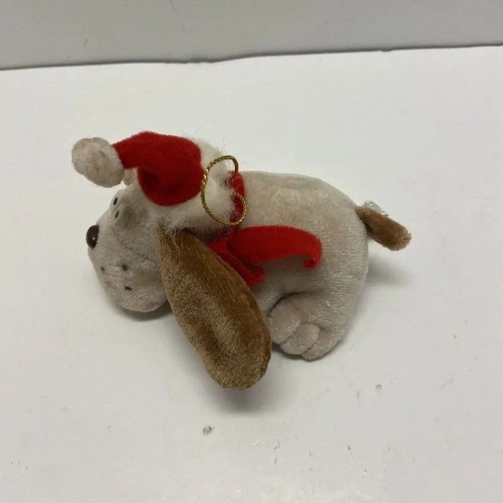 Vintage Kennel Kuddlee Pup Miniature Stuffed Plush Puppy Dog Ornament Christmas